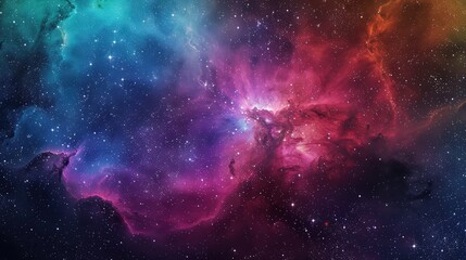 Wall Mural - A colorful nebula cloud swirling with deep magentas and cerulean blues, set against a glittering starry night sky in the galaxy.