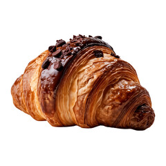 Wall Mural - Chocolate croissant isolated on white, transparent background