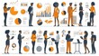 © Pattarin - Set of business and finance people illustrations. Flat design vector illustrations of business, management, payment, market research and data analysis, communication