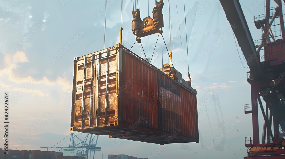 shipping container being lifted by a crane ready to be loaded onto a ...