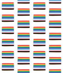 Wall Mural - Vector seamless pattern of hand drawn flat new lgbtq flag isolated on white background