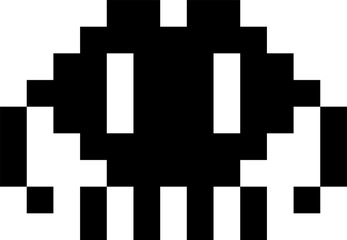 Poster - Abstract funny monster icon in pixel art style