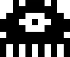 Poster - Arcade game pixelated monster, 8 bit retro