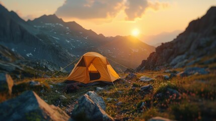 Wall Mural - Concept of peace and tranquility, as the tent is situated in a serene