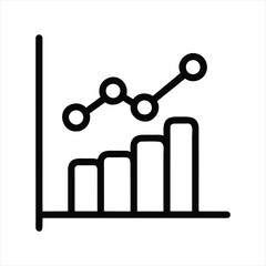 analysis flat icon, business graph with arrow. Solid icon, Editable stroke. Vector illustration.