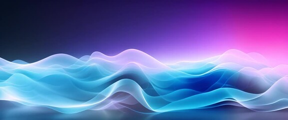 Wall Mural - 3D sound waves flowing gently in a soft, modern minimal style