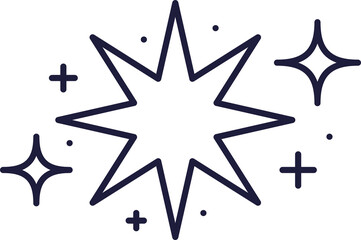 Wall Mural - sunburst sun twinkles or shine minimal line frame