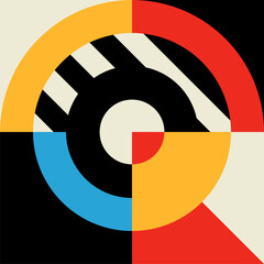 Poster - Graphic, colorful modern pattern block or element