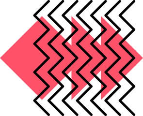 Aufkleber - Abstract geometric Memphis zigzag rhombus shape