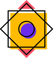 Aufkleber - Memphis shape, rhombus, square and circles figures