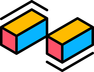 Poster - Memphis shape of two rectangular parallelepipeds