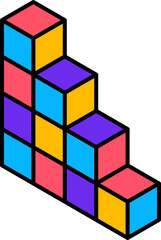 Aufkleber - Abstract geometric Memphis shape of cubic stairs