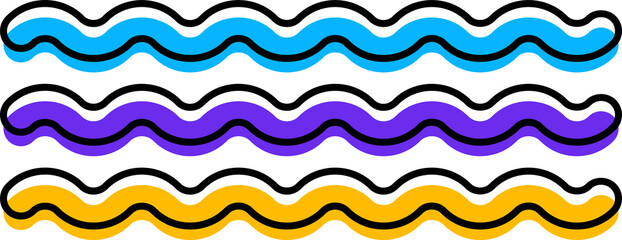 Aufkleber - Abstract geometric memphis wavy shapes, wave lines