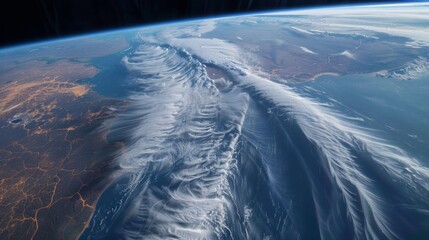 Wall Mural - a satellite image showing the immense size and reach of an atmospheric river stretching for thousand
