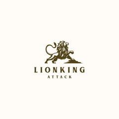 Wall Mural - roaring lion king logo design vector illustration