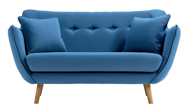 Modern blue textile, Comfortable armchair on white background. Interior element