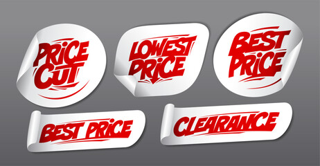 Wall Mural - Price cut, lowest price, best price, clearance - advertisement stickers set