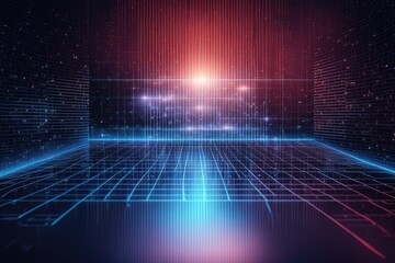 Poster - Digital Abstraction Tech Background with Geometric Shapes
