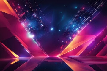 Poster - Futuristic Geometry Abstract Tech Background in Digital Space