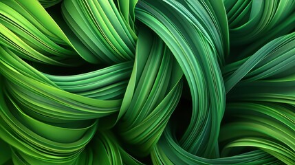 Wall Mural - An abstract background of overlapping organic green lines that twist and swirl, creating a harmonious, nature-inspired illustration.