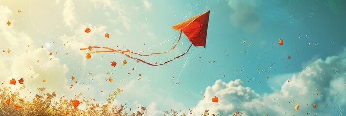 Wall Mural - International kite day concept with copy space area for text