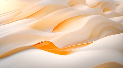 Abstract white and cream waves of fabric creating soft flowing shapes, light falling on the fabric, highlighting its texture and volume