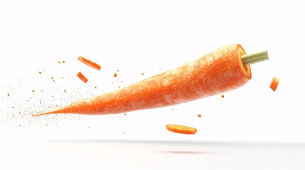 Wall Mural - Falling carrot slices isolated on white background with clipping path. Full depth of field.