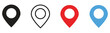 © Awesome Creative - Location icon set, map pin icon vector, pin location icon in black, blue, red and outline style illustration isolated on white background.