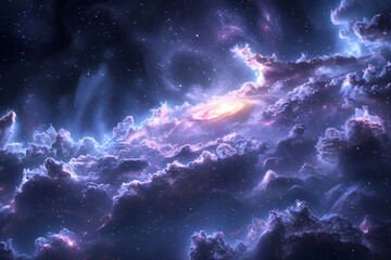 Wall Mural - big bang colorful space galaxy fog cloud nebula. universe science astronomy and stary night cosmos m