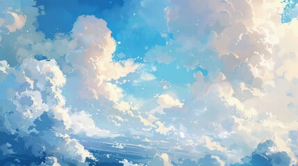 Wall Mural - Sky filled with clouds and blue color