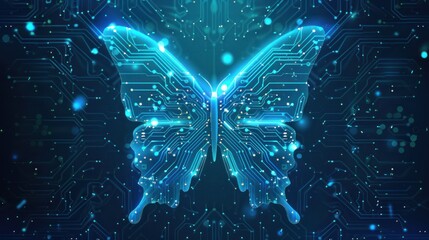 Poster - butterfly circuit technology, butterfly shape combined with electronic pattern circuit