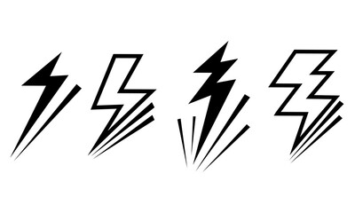 Poster - Set of electric lightning, thunder bolt in doodle style. isolated on white background. vector illustration