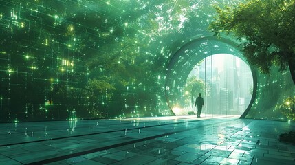 Poster - A digital depiction of a person under a health dome. stock photo