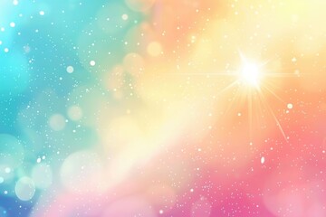 Poster - Abstract blurred background with bokeh effect. Colorful gradient with sun, lens flare and soft light for creative design banner. Flat vector illustration