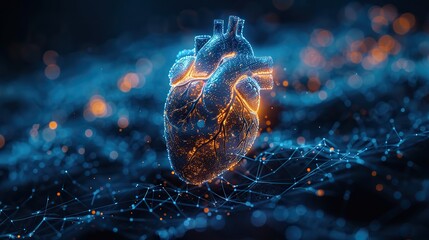 Fototapete - an abstract image of a heart with a protective barrier, symbolizing wellness. stock image