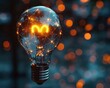 © ishootgood - A glowing light bulb with a network of lines and a bright letter 'M' inside.  The concept of inspiration and innovation.
