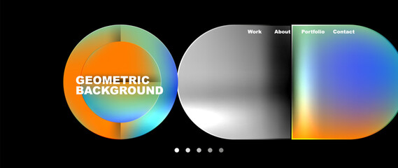 Fototapete - Bright colorful squares with round elements minimal geometric background. Vector Illustration For Wallpaper, Banner, Background, Card, Book Illustration, landing page