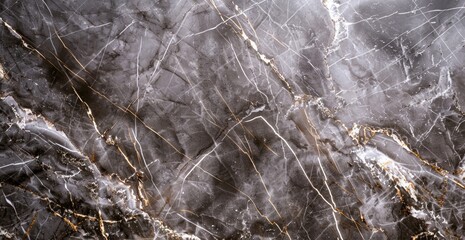 Wall Mural - A close-up of a grey marble surface, showcasing the intricate patterns and textures that make it an iconic material for interior design