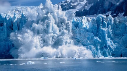Wall Mural - The beauty and raw power of glacier calving is a reminder of the everchanging nature of our planet.