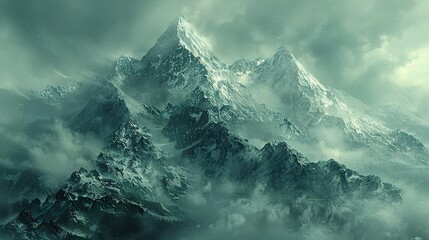 Poster - A love that is as strong and unyielding as the mountains, depicted by two peaks standing tall amidst a stormy sky, signifying the resilience, strength, and unwavering foundation of love. photo