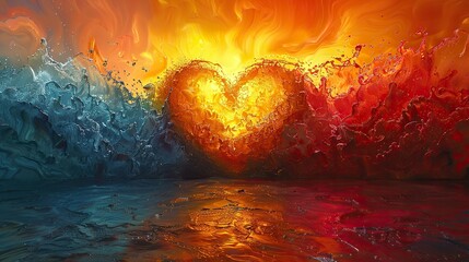 Poster - A love that ignites passion and excitement, represented by a burst of vibrant colors exploding across the canvas, signifying the intensity, energy, and transformative power of love. photo
