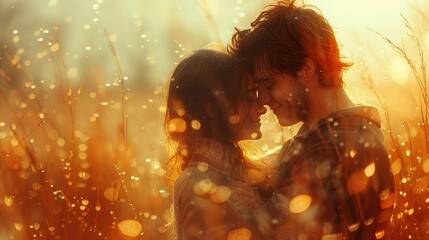 Poster - A love that offers comfort and solace, represented by a warm embrace of soft hues, symbolizing the security, protection, and gentle touch of love. photo