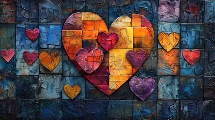 Poster - A love that celebrates diversity and embraces differences, represented by a vibrant tapestry of colors and patterns, signifying the richness, beauty stock photo