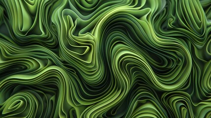 Wall Mural - An intricate abstract background of swirling green lines, creating an organic, nature-inspired pattern with a serene feel.