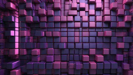 Wall Mural -  lot of purple and pink cubes of different sizes appear to be randomly