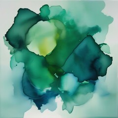 Canvas Print - Abstract watercolor painting with blue and green hues5