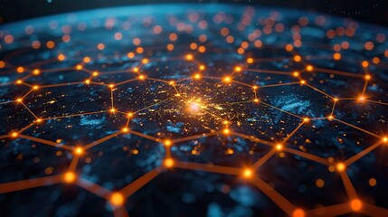 Fototapete - a network of interconnected nodes spanning across continents. photo
