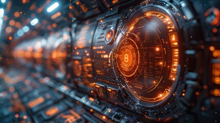 Fototapete - holographic interface showing global data exchange in real-time. stock photo