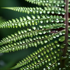 Canvas Print - Close up of a fern leaf with water droplets on the fronds2