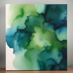 Canvas Print - Abstract watercolor painting with blue and green hues1